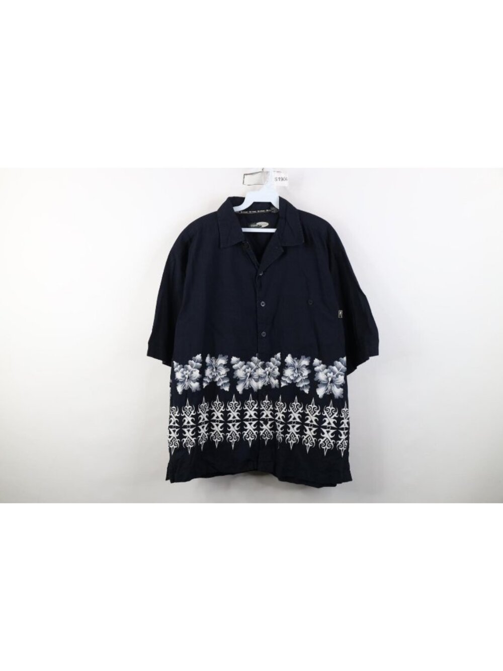 Vintage 90s Streetwear Mens Large Baggy Tribal Flower Collared Button Shirt Luau